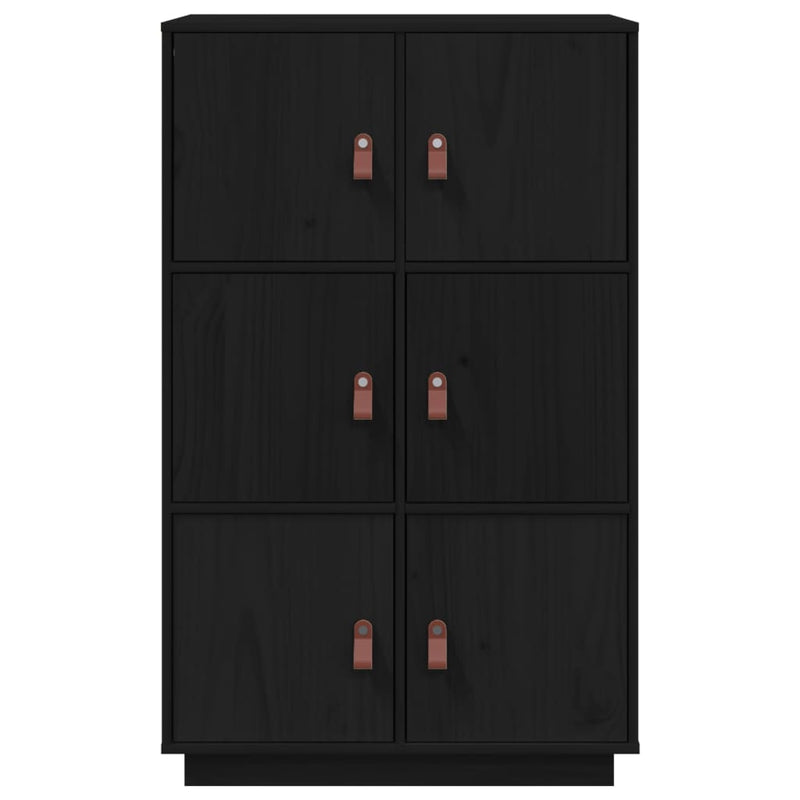 Highboard Schwarz 67x40x108,5 cm Massivholz Kiefer