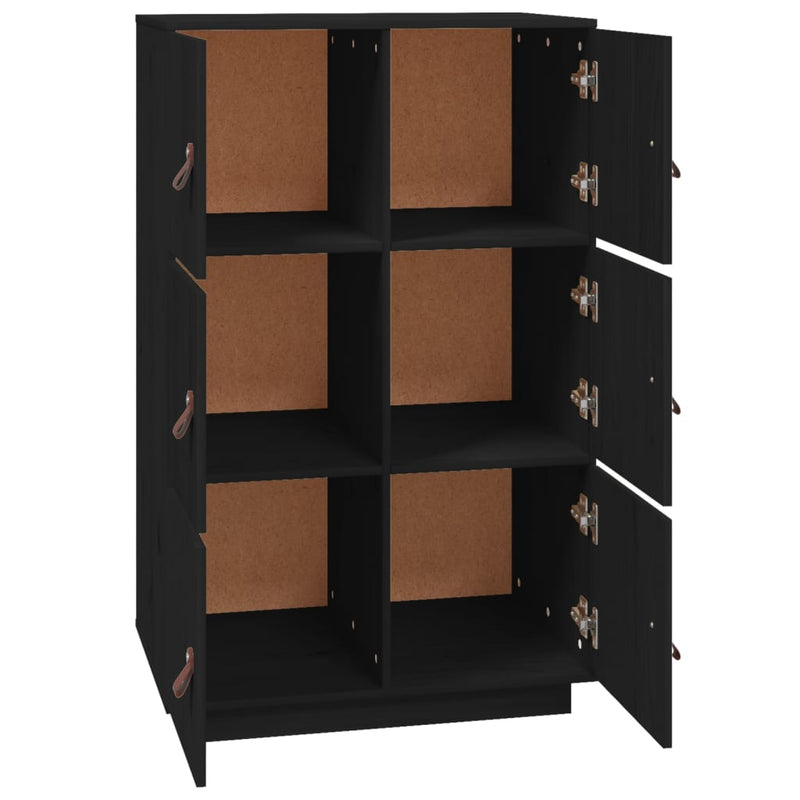 Highboard Schwarz 67x40x108,5 cm Massivholz Kiefer