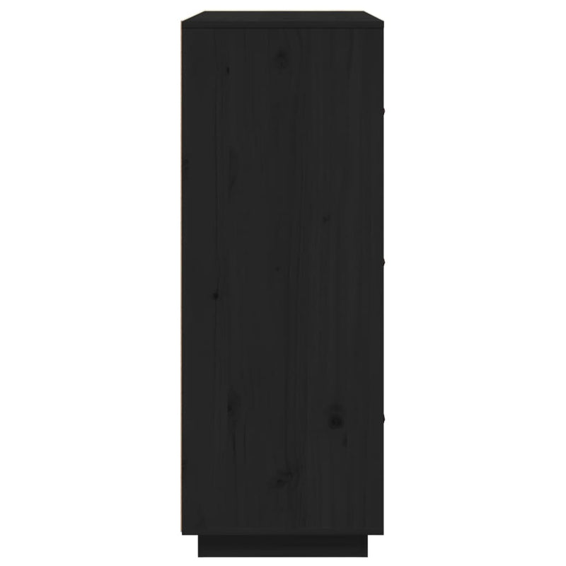 Highboard Schwarz 67x40x108,5 cm Massivholz Kiefer