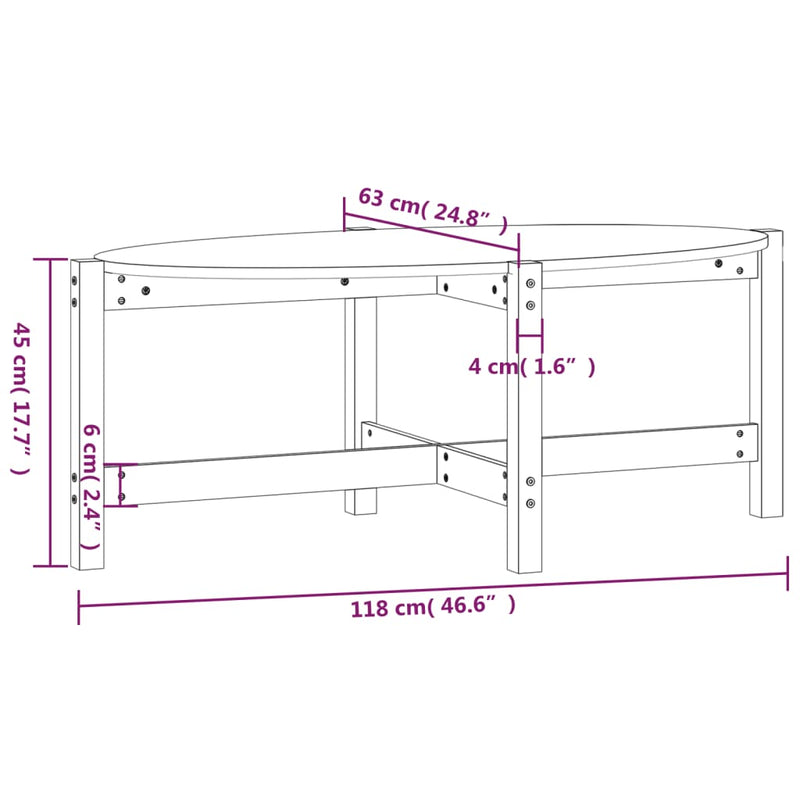 Couchtisch Grau 118x63x45 cm Massivholz Kiefer