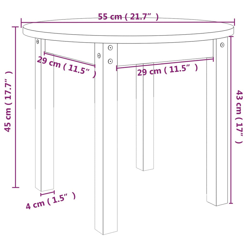 Couchtisch Grau Ø 55x45 cm Massivholz Kiefer