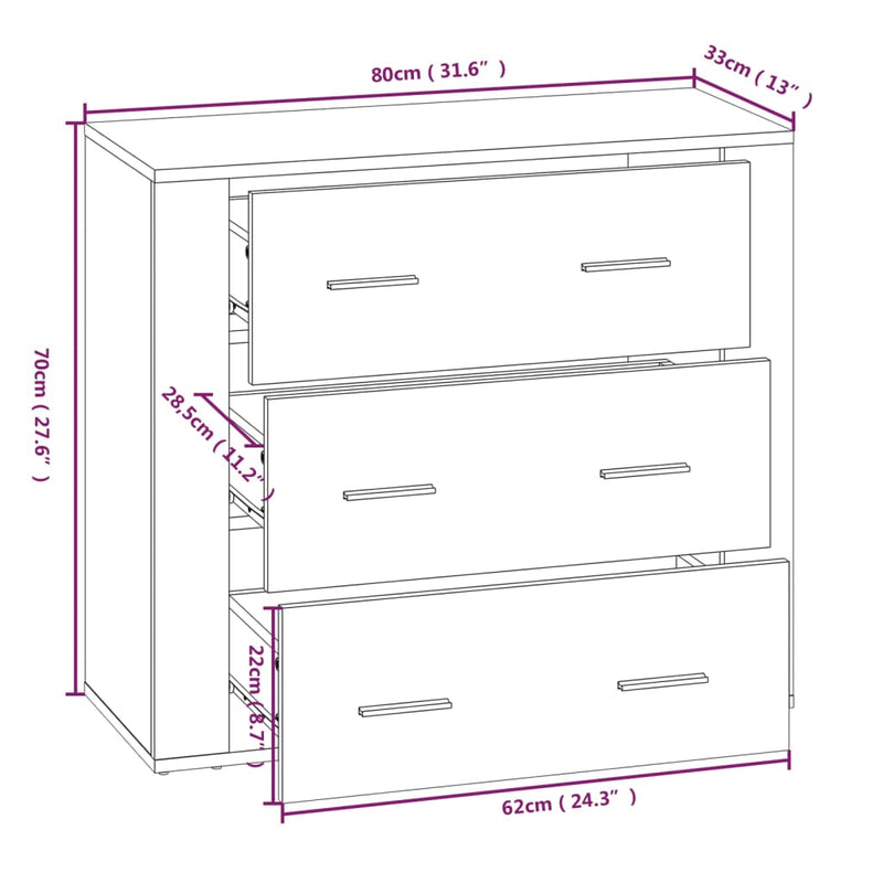 Sideboard Räuchereiche 80x33x70 cm Holzwerkstoff