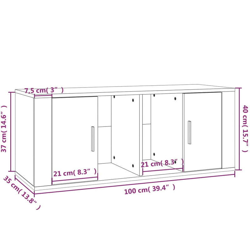 TV-Schrank Weiß 100x35x40 cm Holzwerkstoff