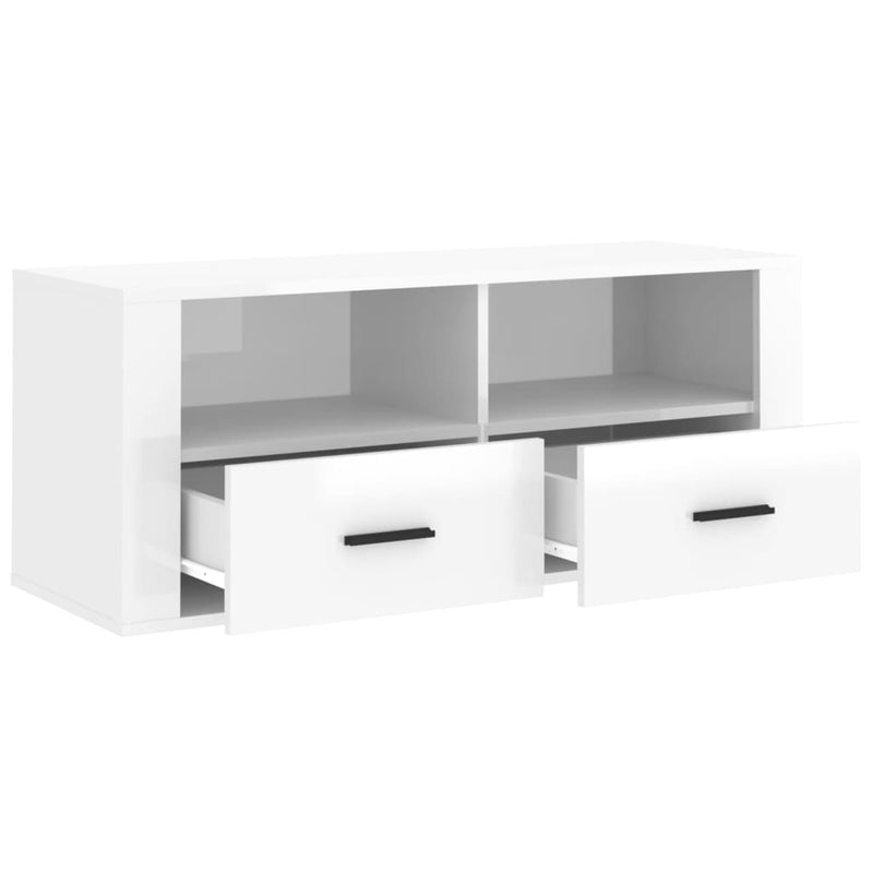 TV-Schrank Hochglanz-Weiß 100x35x40 cm Holzwerkstoff