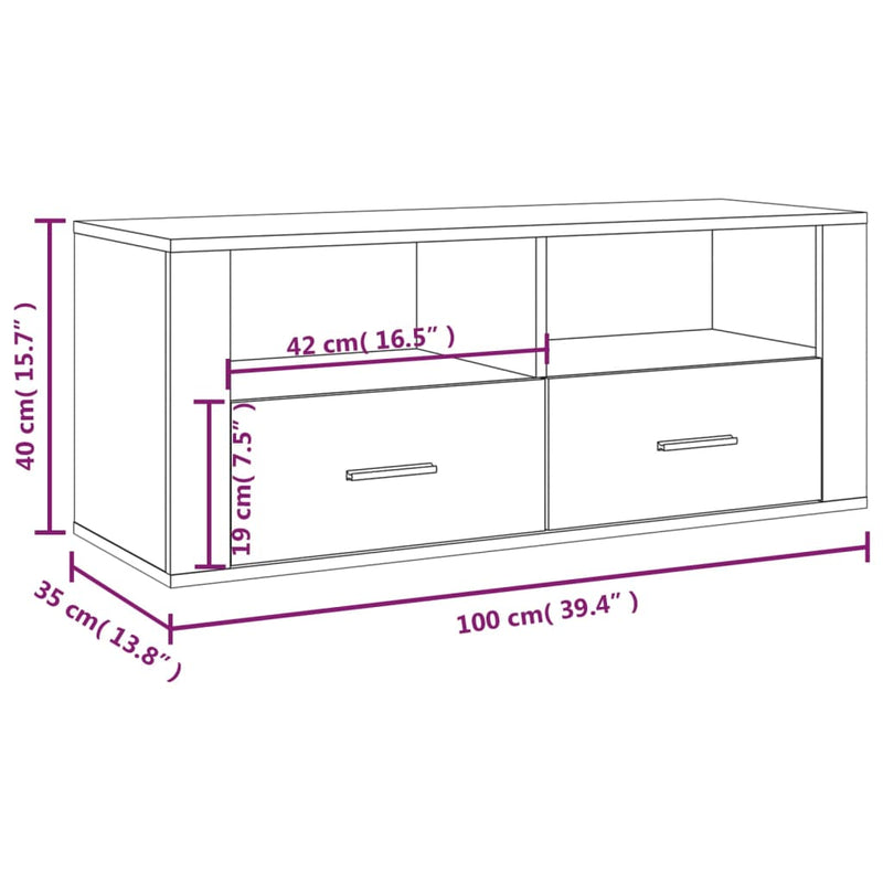 TV-Schrank Hochglanz-Weiß 100x35x40 cm Holzwerkstoff