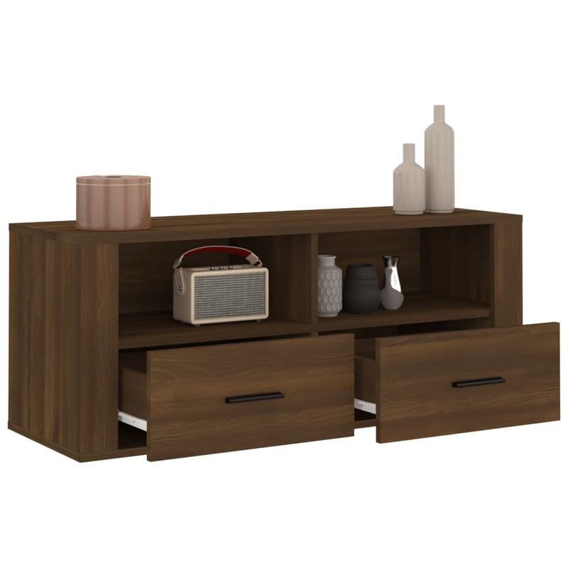 TV-Schrank Braun Eichen-Optik 100x35x40 cm Holzwerkstoff