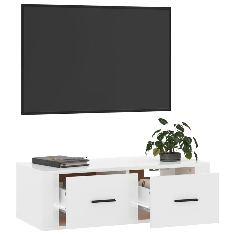 TV-Wandschrank Hochglanz-Weiß 80x36x25 cm Holzwerkstoff