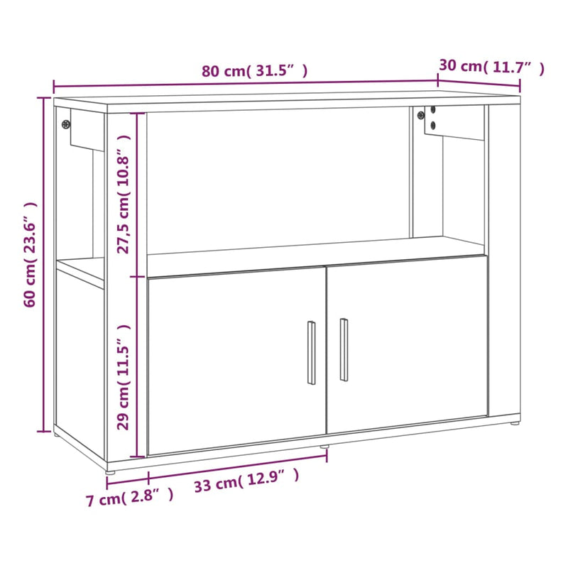 Sideboard Weiß 80x30x60 cm Holzwerkstoff