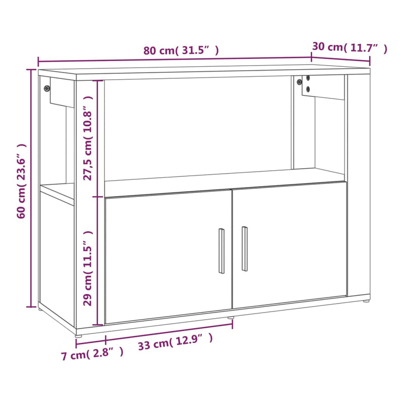 Sideboard Hochglanz-Weiß 80x30x60 cm Holzwerkstoff