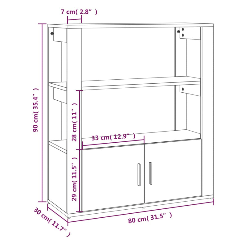 Sideboard Braun Eichen-Optik 80x30x90 cm Holzwerkstoff