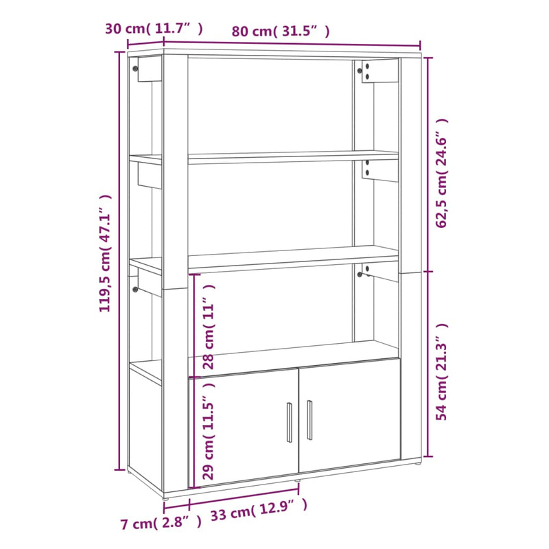 Sideboard Weiß 80x30x119,5 cm Holzwerkstoff