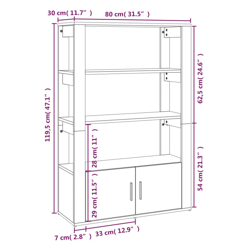 Sideboard Grau Sonoma 80x30x119,5 cm Holzwerkstoff