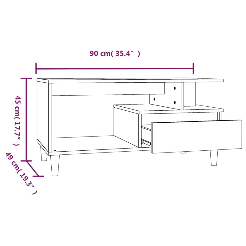 Couchtisch Hochglanz-Weiß 90x49x45 cm Holzwerkstoff