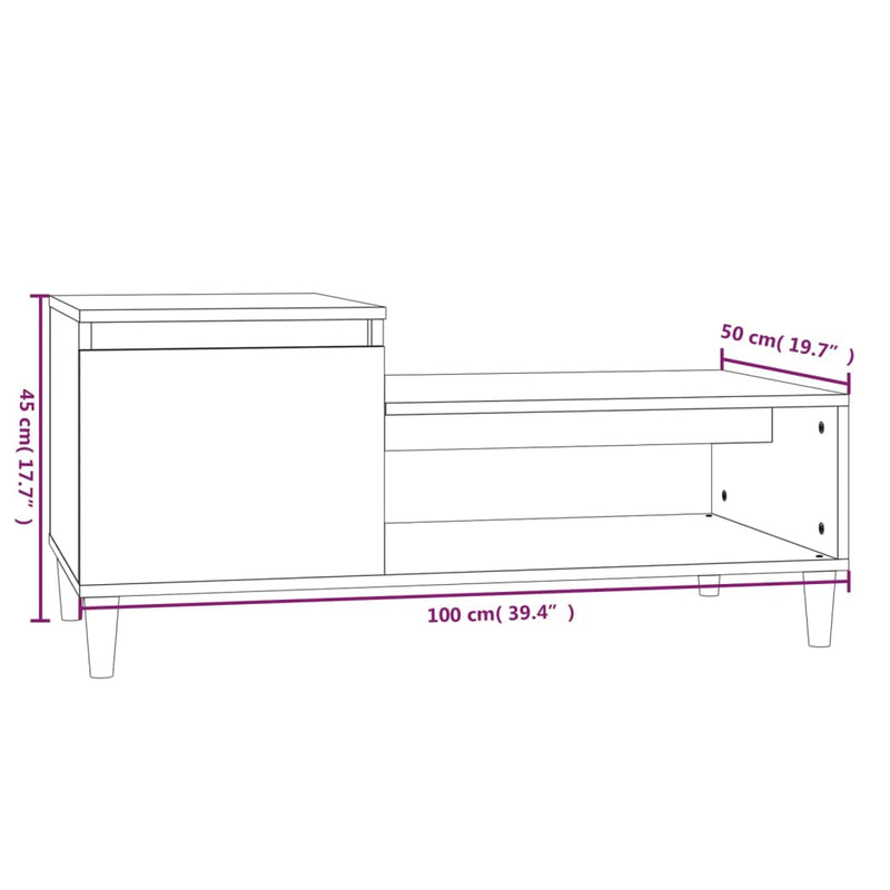 Couchtisch Braun Eichen-Optik 100x50x45 cm Holzwerkstoff