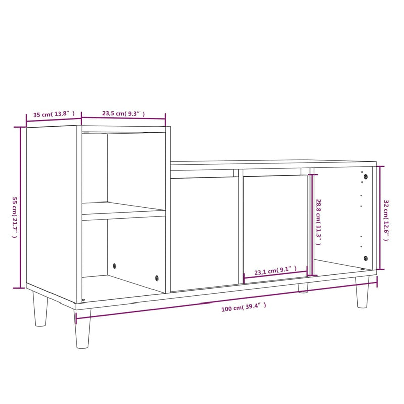 TV-Schrank Weiß 100x35x55 cm Holzwerkstoff