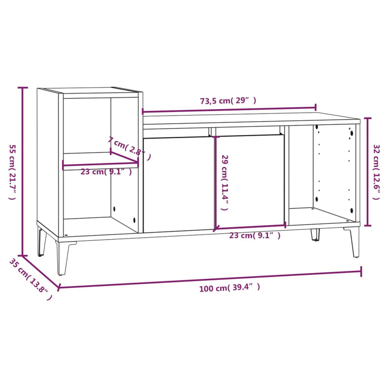 TV-Schrank Weiß 100x35x55 cm Holzwerkstoff