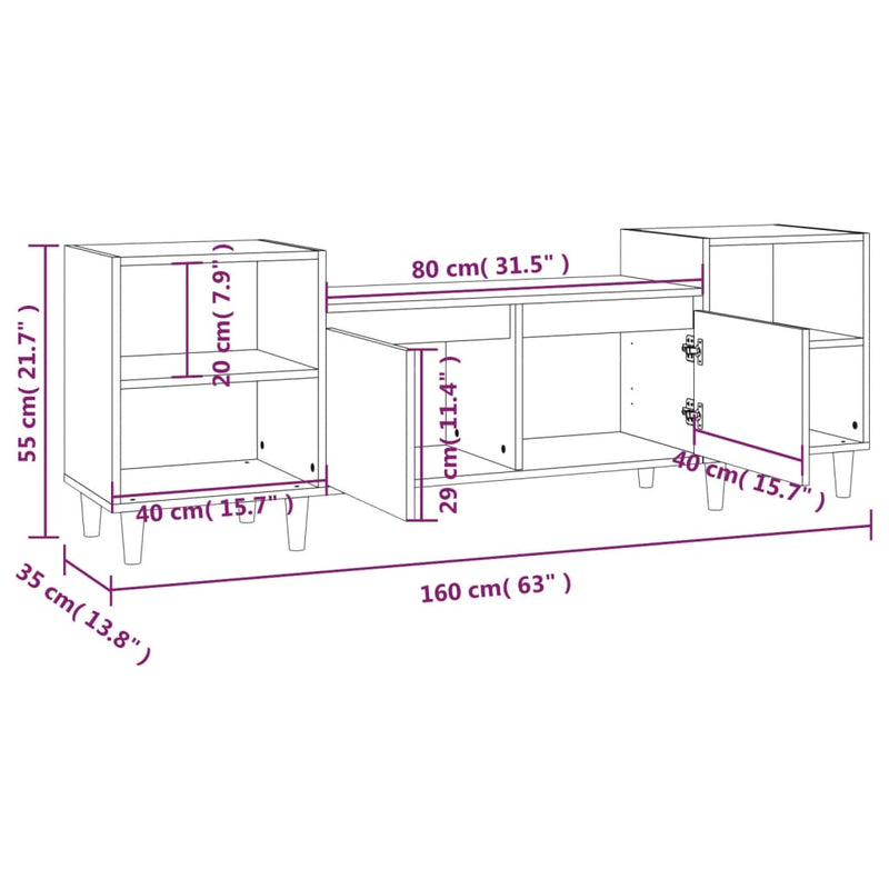 TV-Schrank Hochglanz-Weiß 160x35x55 cm Holzwerkstoff