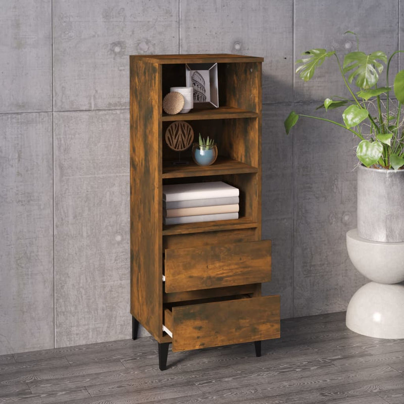 Highboard Räuchereiche 40x36x110 cm Holzwerkstoff