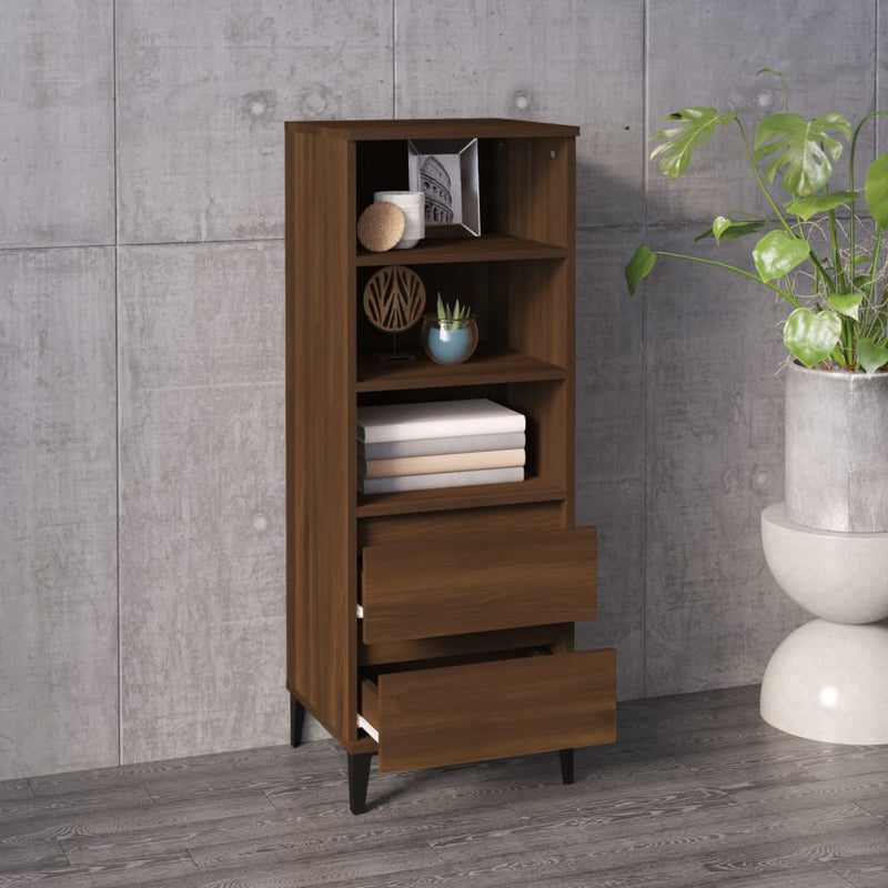 Highboard Braun Eichen-Optik 40x36x110 cm Holzwerkstoff