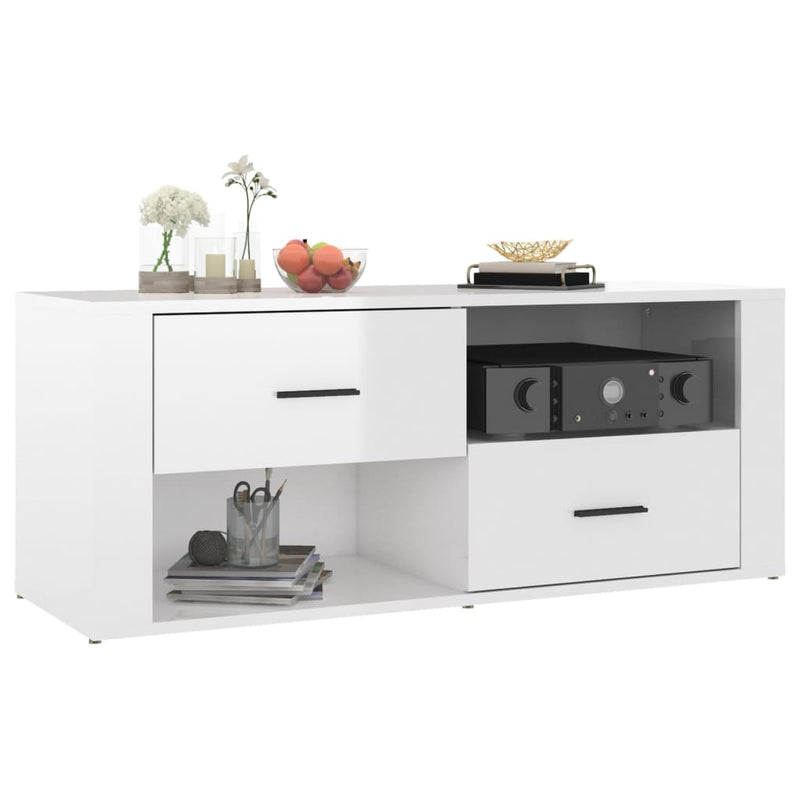 TV-Schrank Hochglanz-Weiß 100x35x40 cm Holzwerkstoff