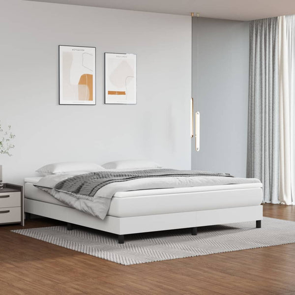 Boxspringbett Weiß 160x200 cm Kunstleder
