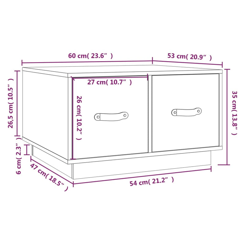 Couchtisch 60x53x35 cm Massivholz Kiefer