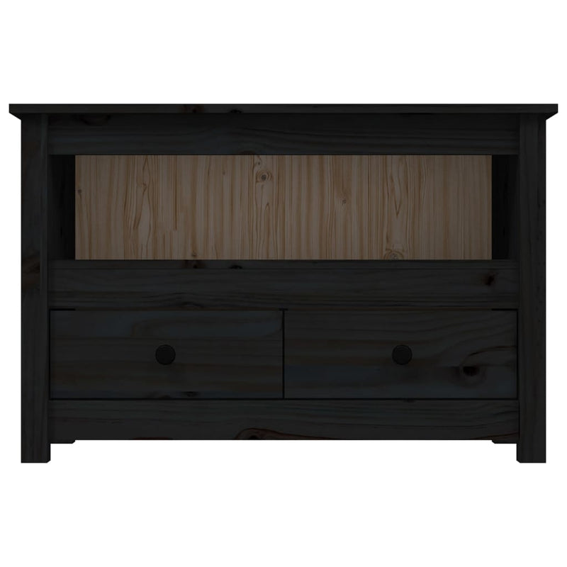 TV-Schrank Schwarz79x35x52 cm Massivholz Kiefer