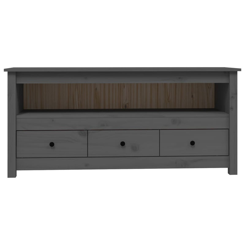 TV-Schrank Grau 114x35x52 cm Massivholz Kiefer