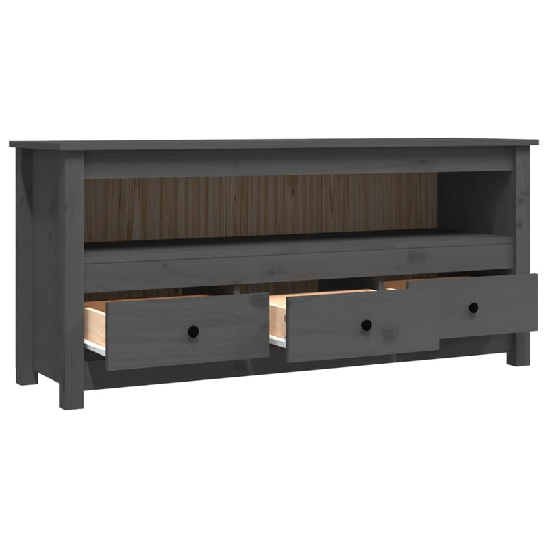 TV-Schrank Grau 114x35x52 cm Massivholz Kiefer