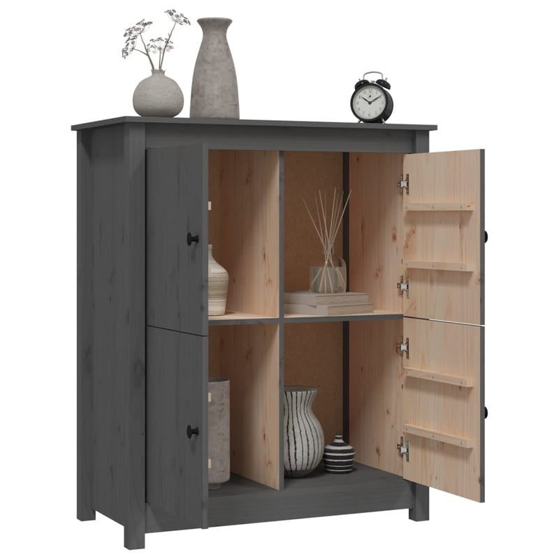 Sideboard Grau 83x41,5x100 cm Massivholz Kiefer