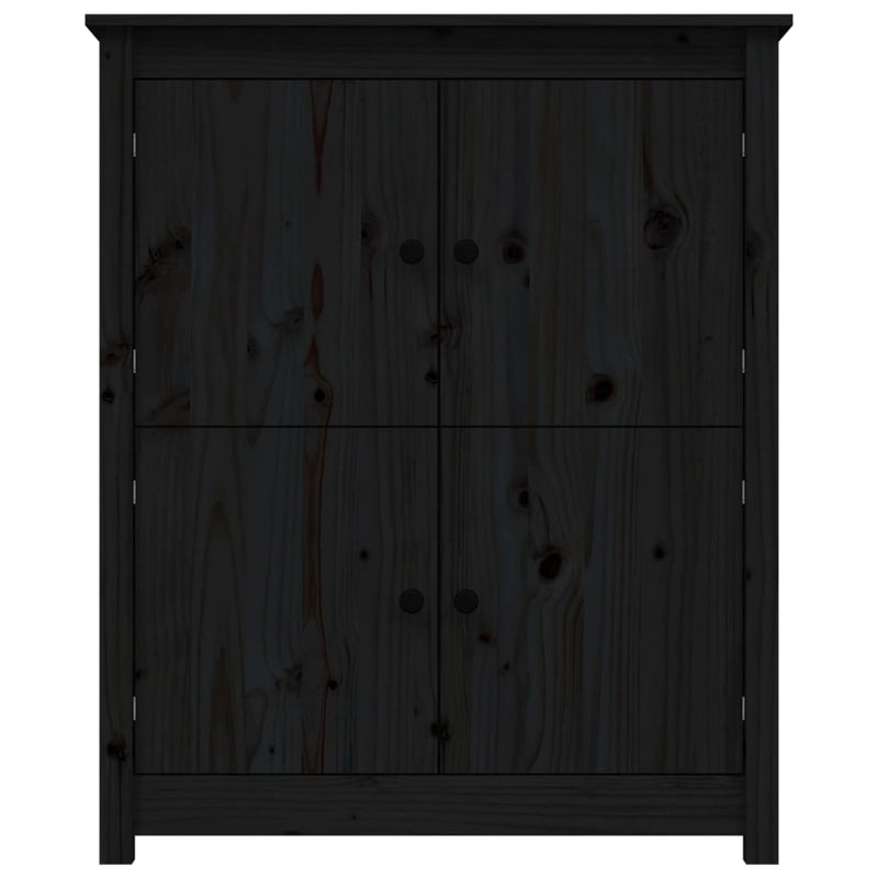 Sideboard Schwarz 83x41,5x100 cm Massivholz Kiefer