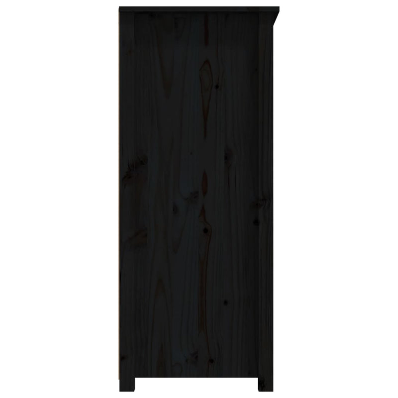 Sideboard Schwarz 83x41,5x100 cm Massivholz Kiefer