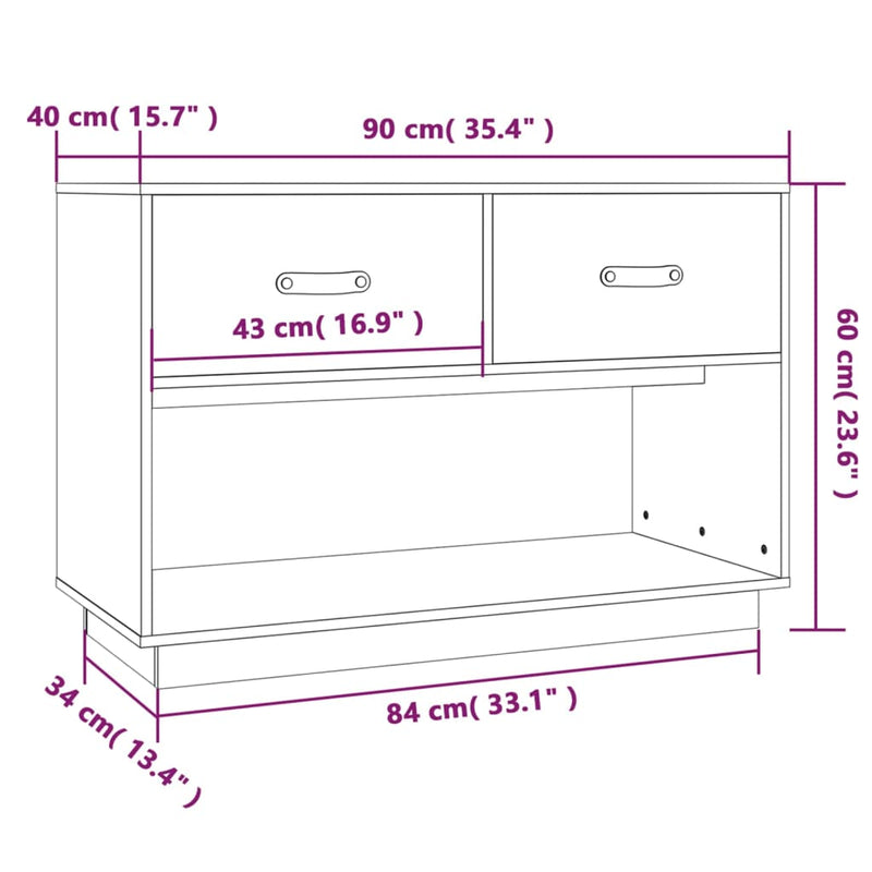 TV-Schrank Honigbraun 90x40x60 cm Massivholz Kiefer