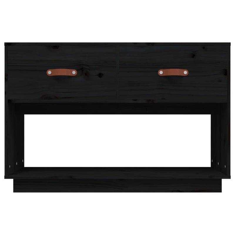 TV-Schrank Schwarz 90x40x60 cm Massivholz Kiefer