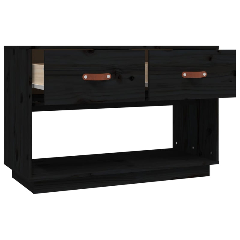 TV-Schrank Schwarz 90x40x60 cm Massivholz Kiefer