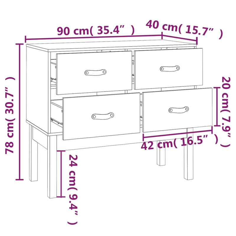 Konsolenschrank Honigbraun 90x40x78 cm Massivholz Kiefer