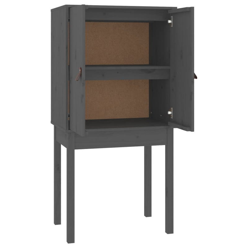 Highboard Grau 60x40x120 cm Massivholz Kiefer