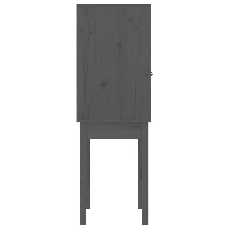 Highboard Grau 60x40x120 cm Massivholz Kiefer