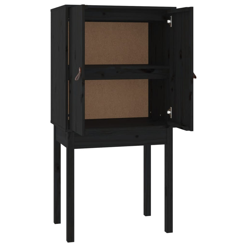 Highboard Schwarz 60x40x120 cm Massivholz Kiefer