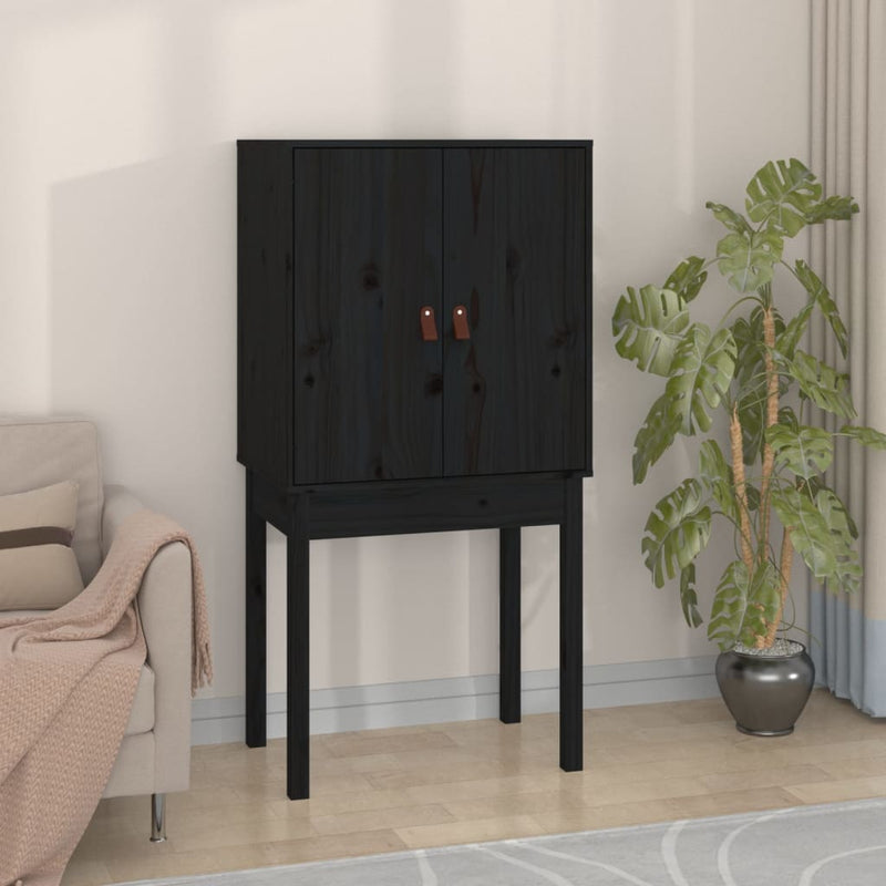 Highboard Schwarz 60x40x120 cm Massivholz Kiefer