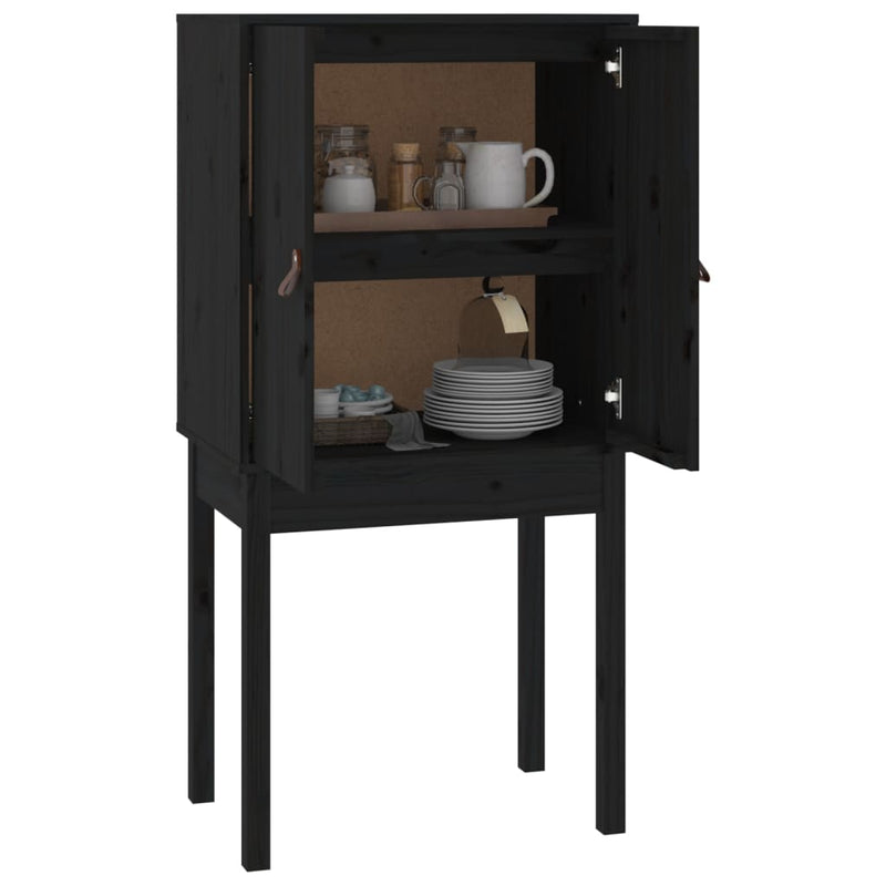 Highboard Schwarz 60x40x120 cm Massivholz Kiefer