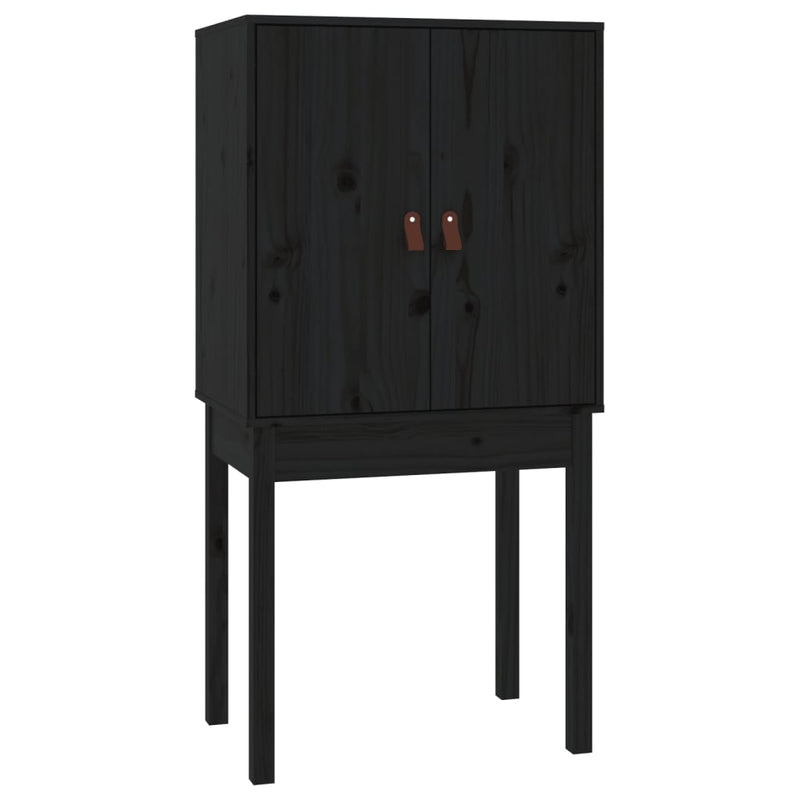 Highboard Schwarz 60x40x120 cm Massivholz Kiefer