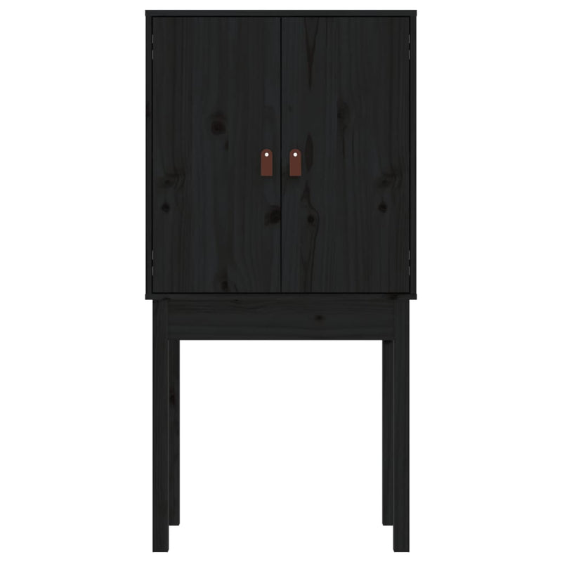 Highboard Schwarz 60x40x120 cm Massivholz Kiefer