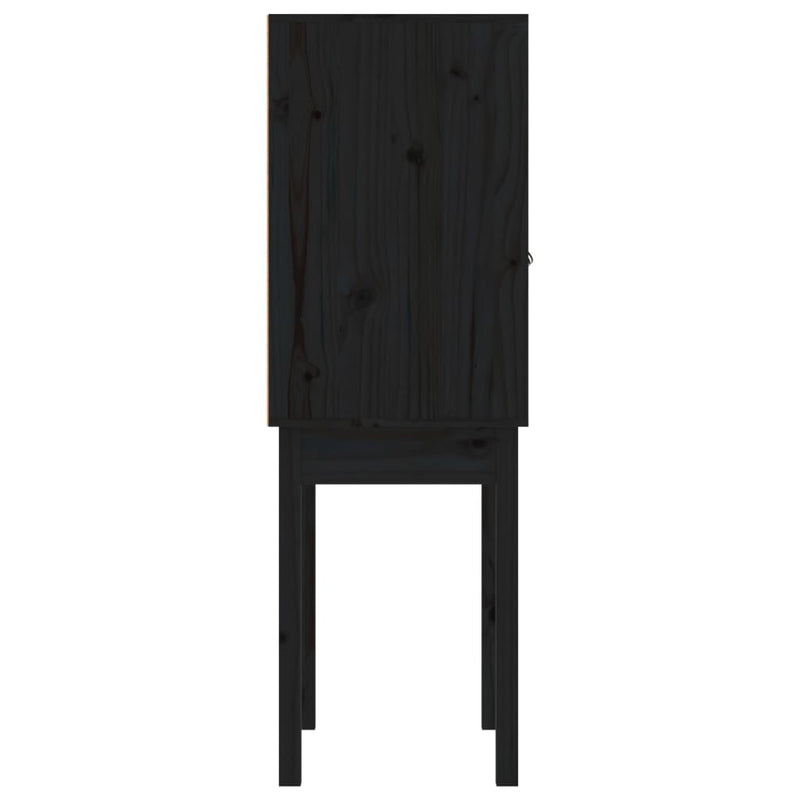 Highboard Schwarz 60x40x120 cm Massivholz Kiefer