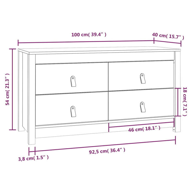 Beistellschrank Honigbraun 100x40x54 cm Massivholz Kiefer