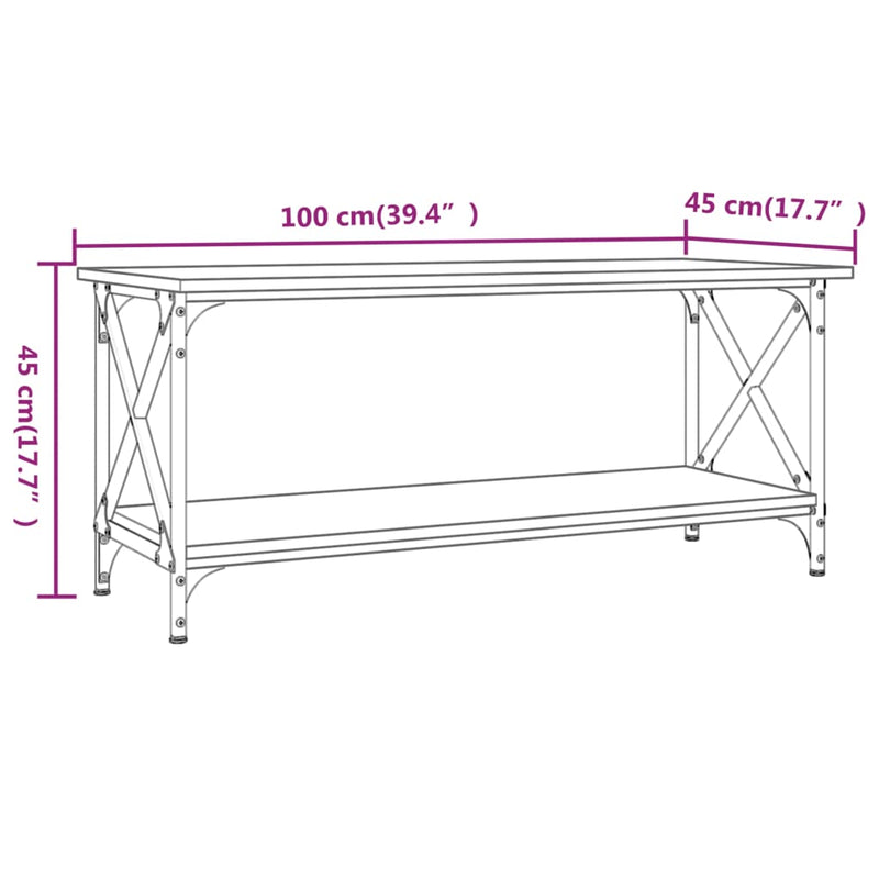 Couchtisch Sonoma Eiche 100x45x45 cm Holzwerkstoff und Eisen