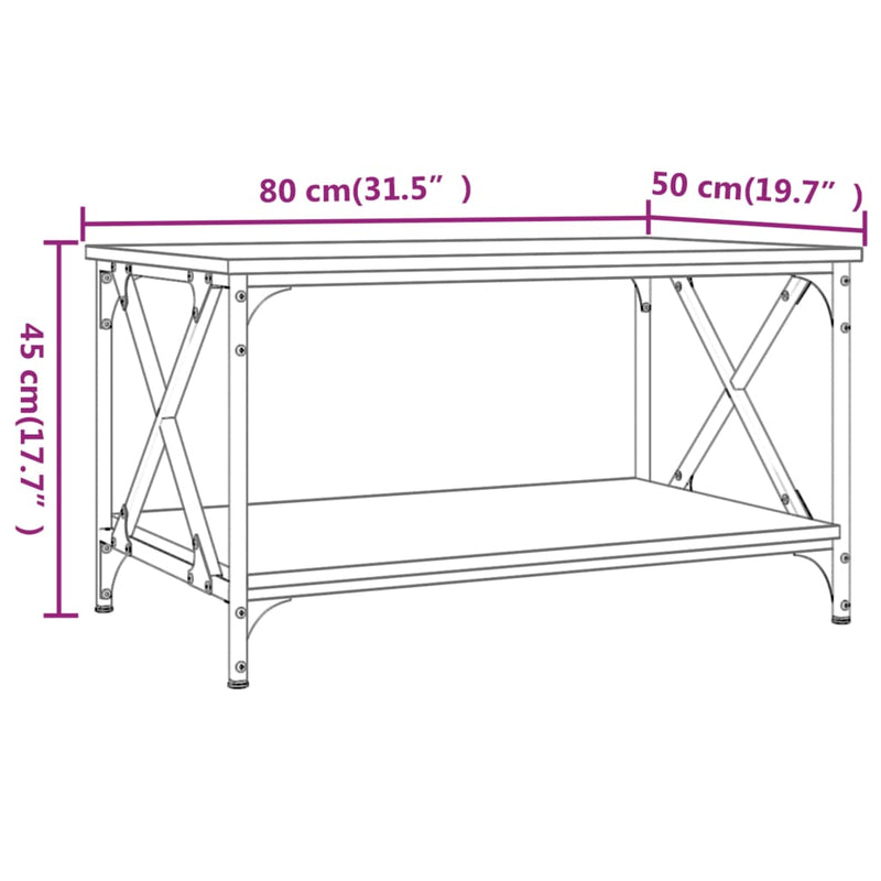 Couchtisch Grau Sonoma 80x50x45 cm Holzwerkstoff und Eisen