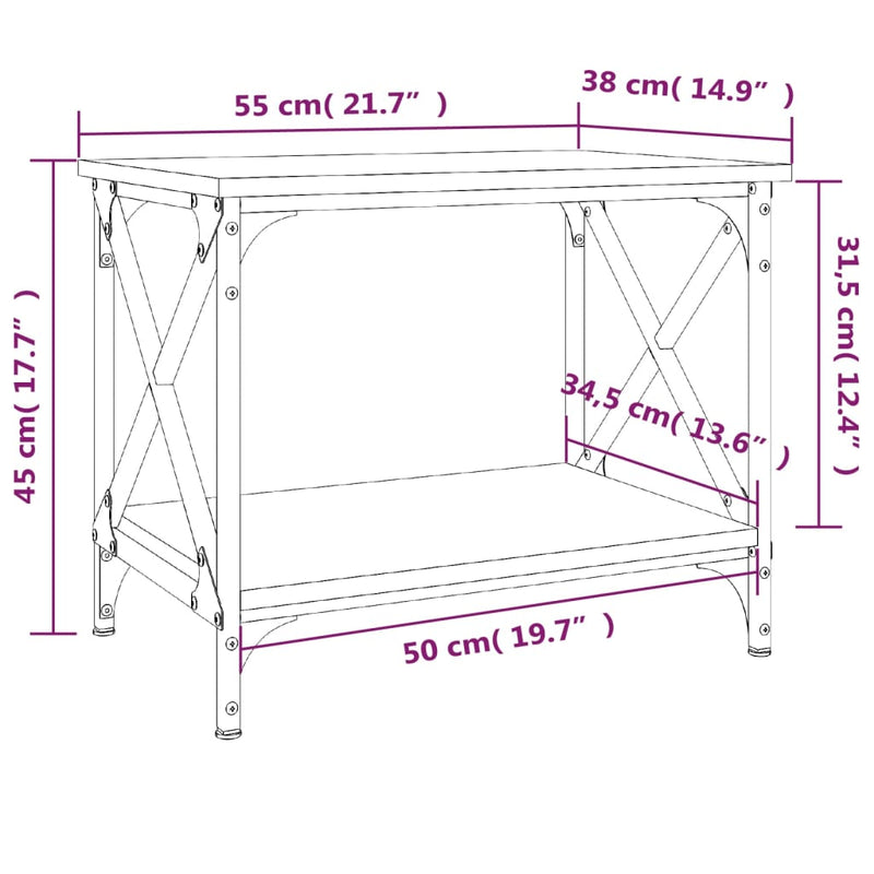 Beistelltisch Schwarz 55x38x45 cm Holzwerkstoff