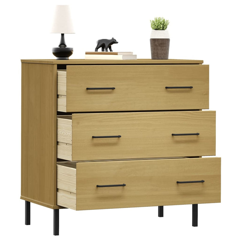 Sideboard OSLO mit 3 Schubladen Braun 77x40x79,5 cm Massivholz