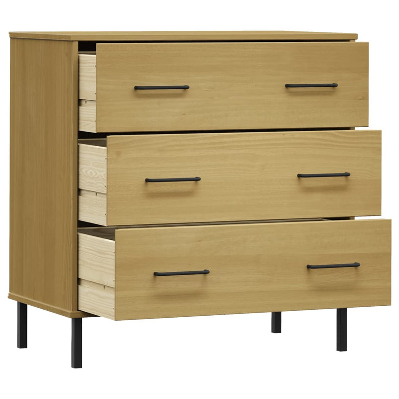 Sideboard OSLO mit 3 Schubladen Braun 77x40x79,5 cm Massivholz